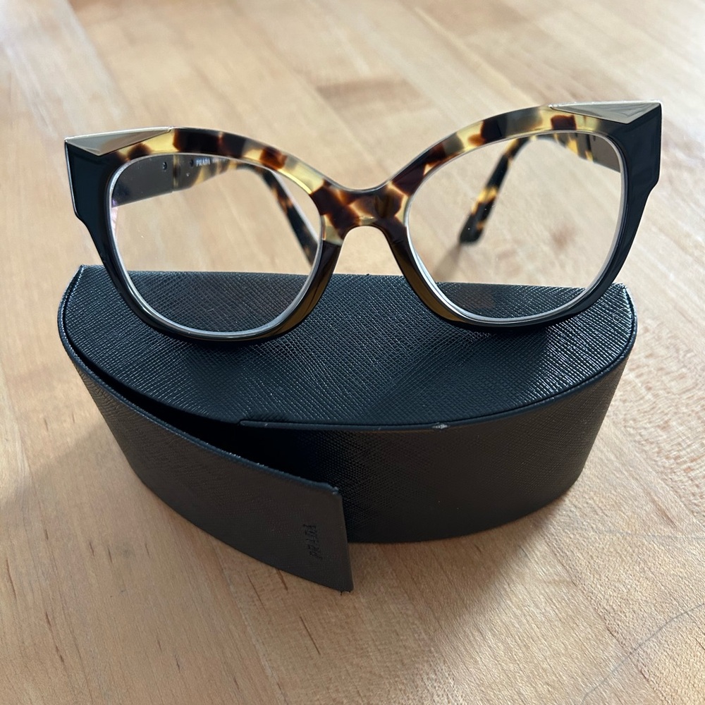 Prada Tortoise and Black Cat-Eye Glasses
